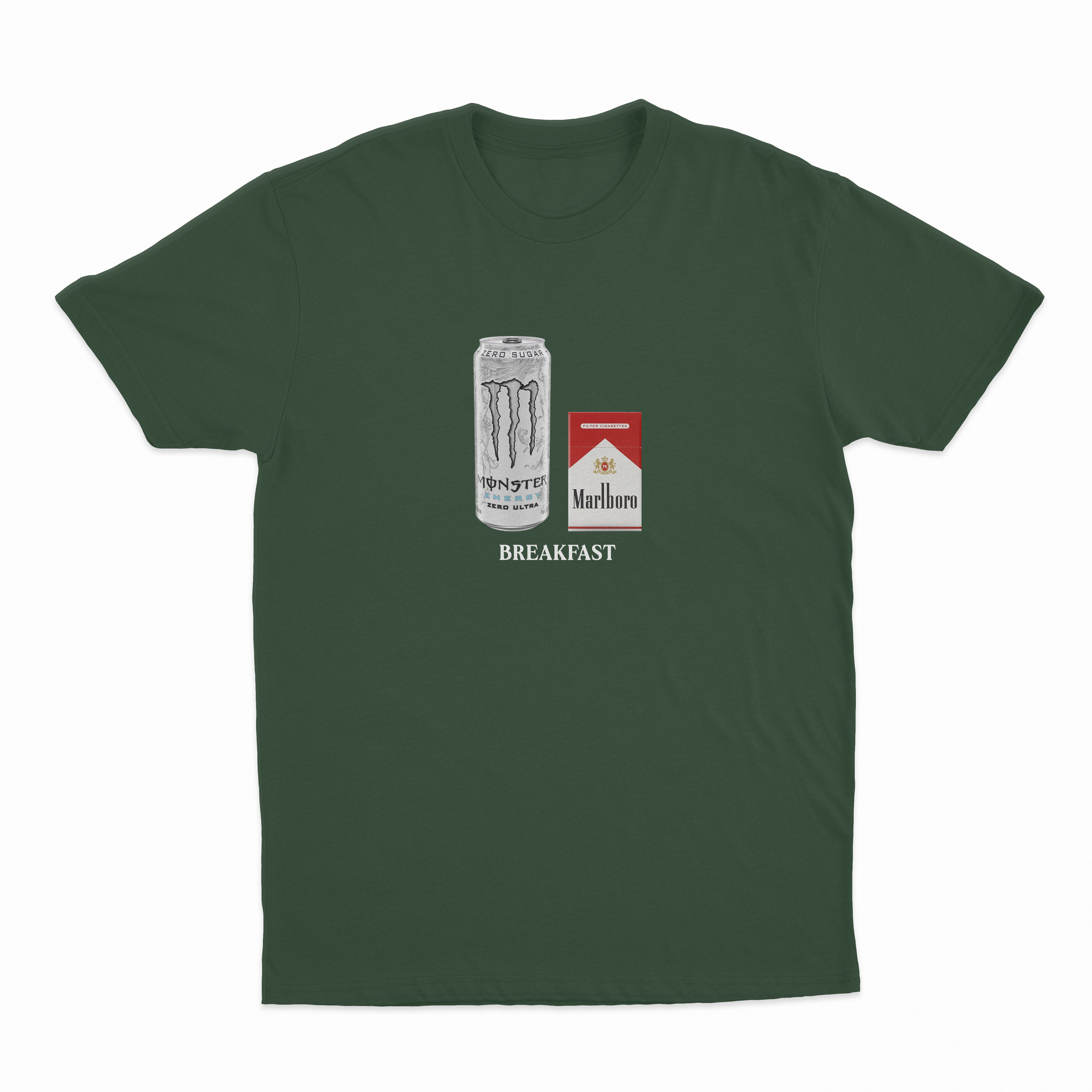 White Monster Marlboro Red Cigarette Breakfast T-Shirt