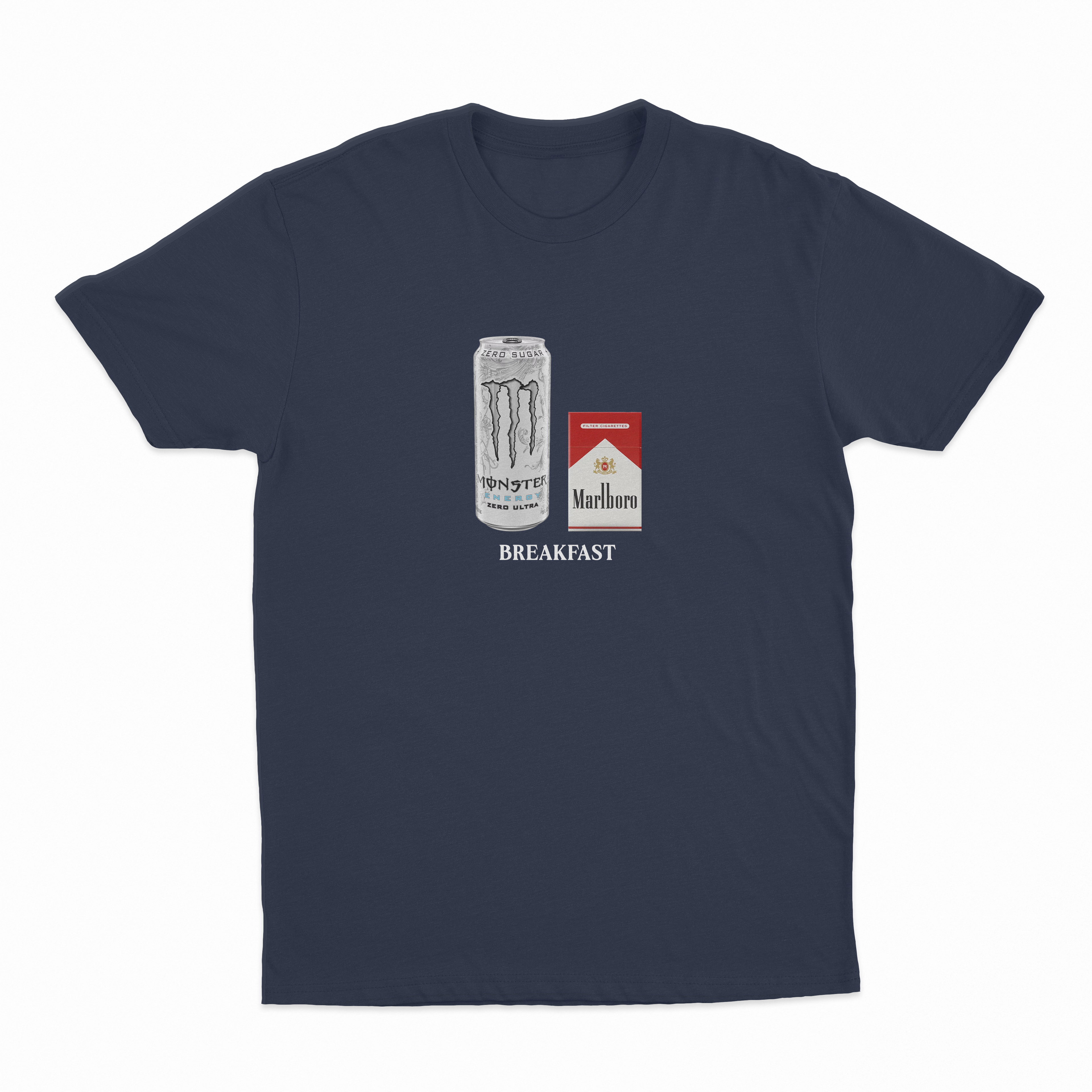 White Monster Marlboro Red Cigarette Breakfast T-Shirt