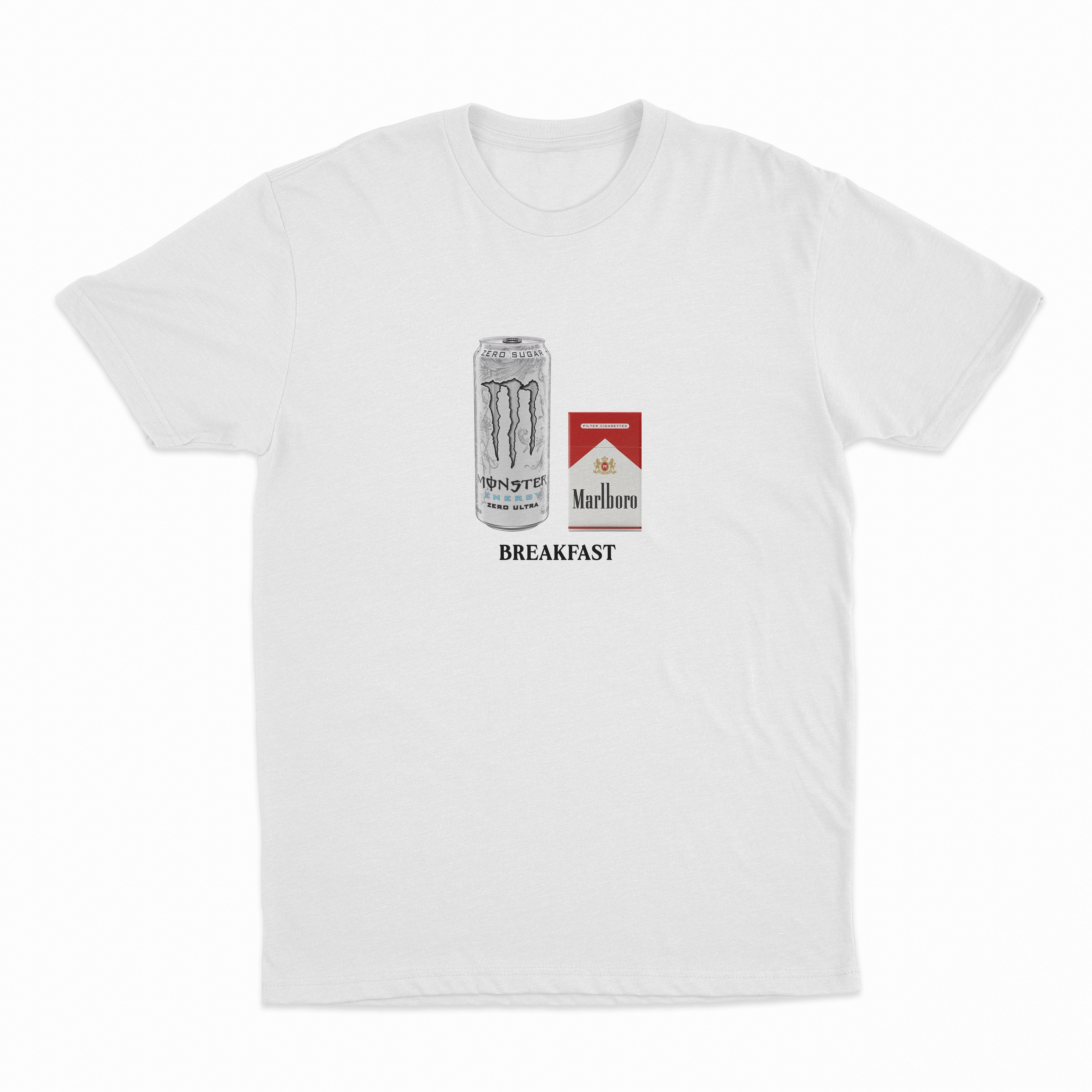White Monster Marlboro Red Cigarette Breakfast T-Shirt
